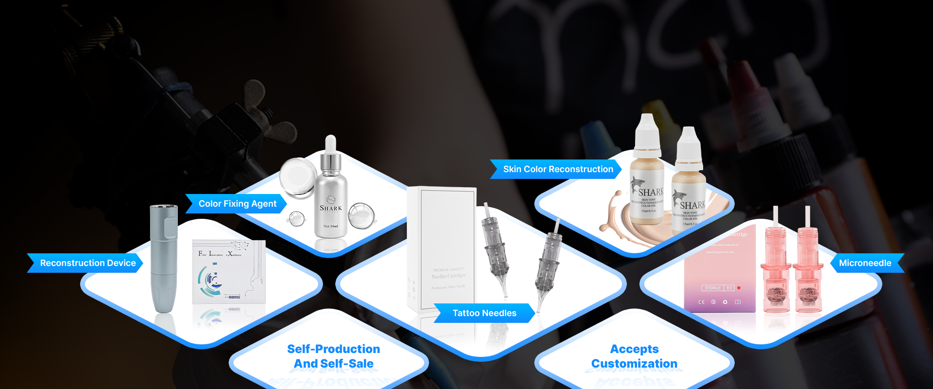 Complete professional tattoo supplies collection